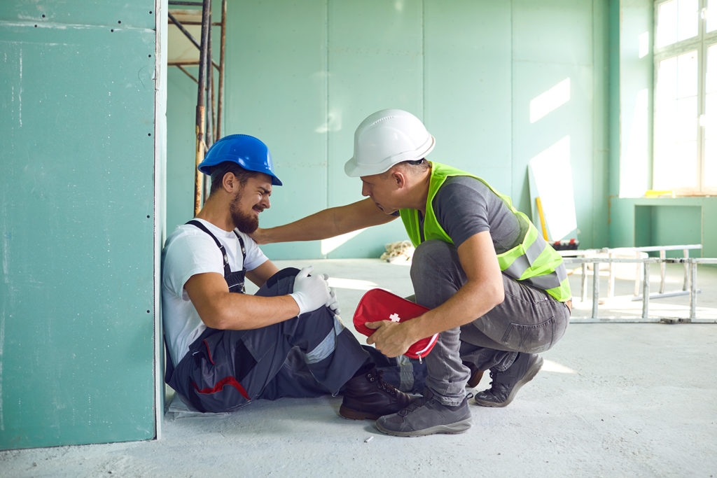helping his friend who's having work injury